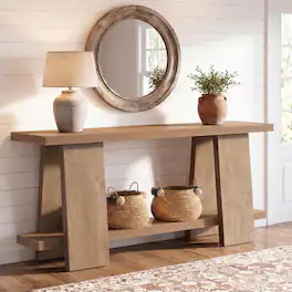 Tribesigns - 70.9-Inch Long Console Table, 2-Tier Narrow Sofa Table Behind the Couch for Living Room, Entryway, Hallway - Natural