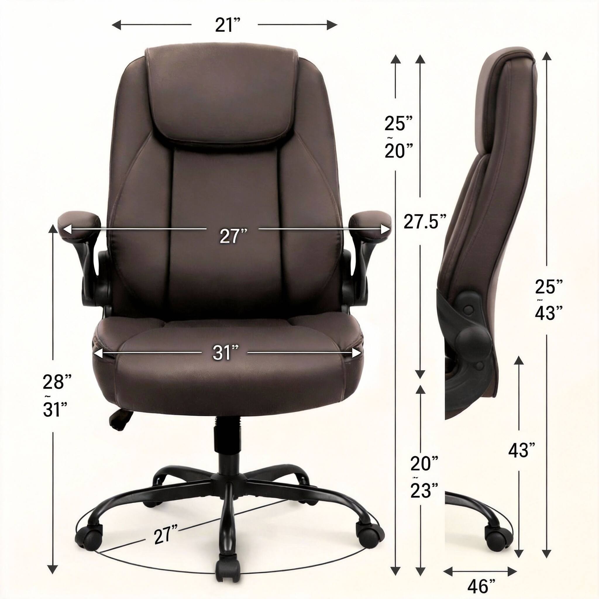 21" 25" 20" 27" 27.5" 25" 43" 28" 31" 31" 20" 23" 43" 27" 46"