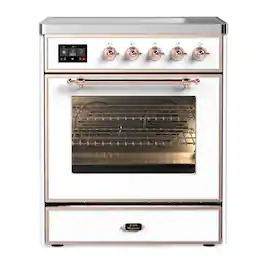ILVE - Majestic II 30 inch Induction Range with 4 Elements ( Copper Trim) - White