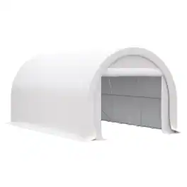 Outsunny - 10' x 16' Carport, Heavy Duty Portable Garage Storage Tent with Large Zippered Door, Anti-UV PE Canopy Cover - White