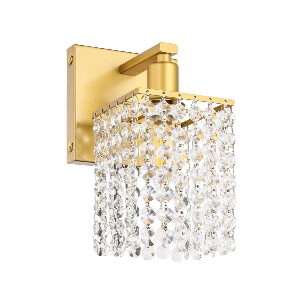 Alt View 4. Living District - Phineas 1 light Brass and Clear Crystals wall sconce - Brass And Clear Crystals.