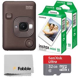 Fujifilm - INSTAX Mini LiPlay Hybrid Instant Camera Bundle with 20 Sheets INSTAX Mini Film, 32GB microSD Card, USB Chargin