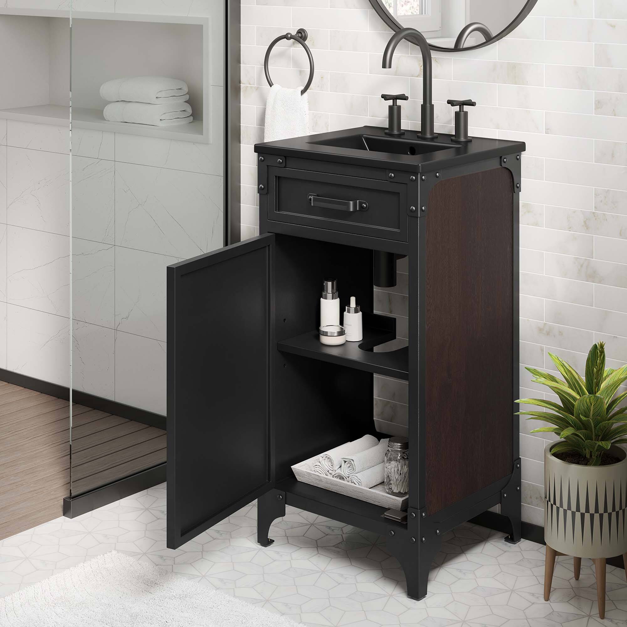 Alt View 1. Modway - Steamforge Bathroom Vanity Basin Included by Modway - Black Black.