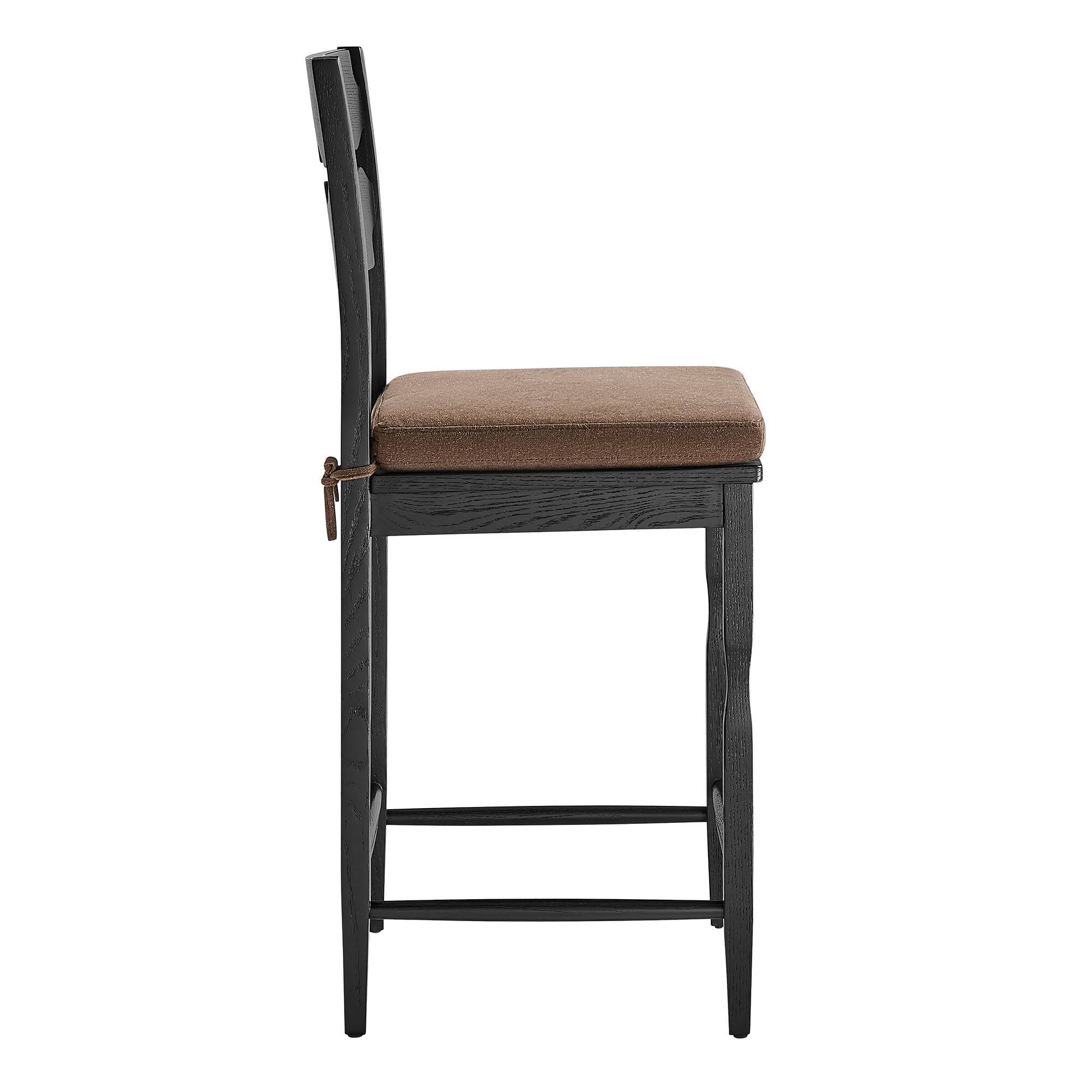 Alt View 2. Modway - Jax Oak Wood Counter Stool With Wavy Razor Back and Cushion by Modway - Black Cocoa.