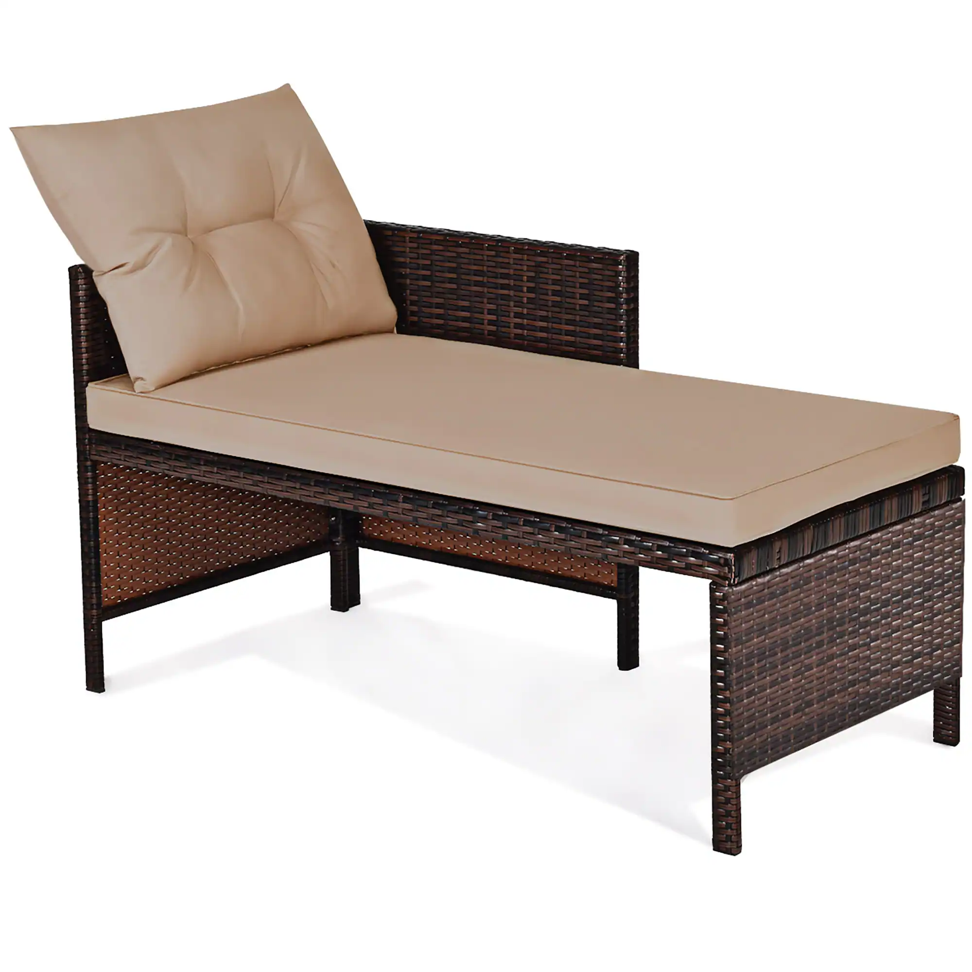 Alt View 4. Costway - Costway 3PC Patio Sofa Set Outdoor Sectional Conversation Set Rattan Wicker - Brown.