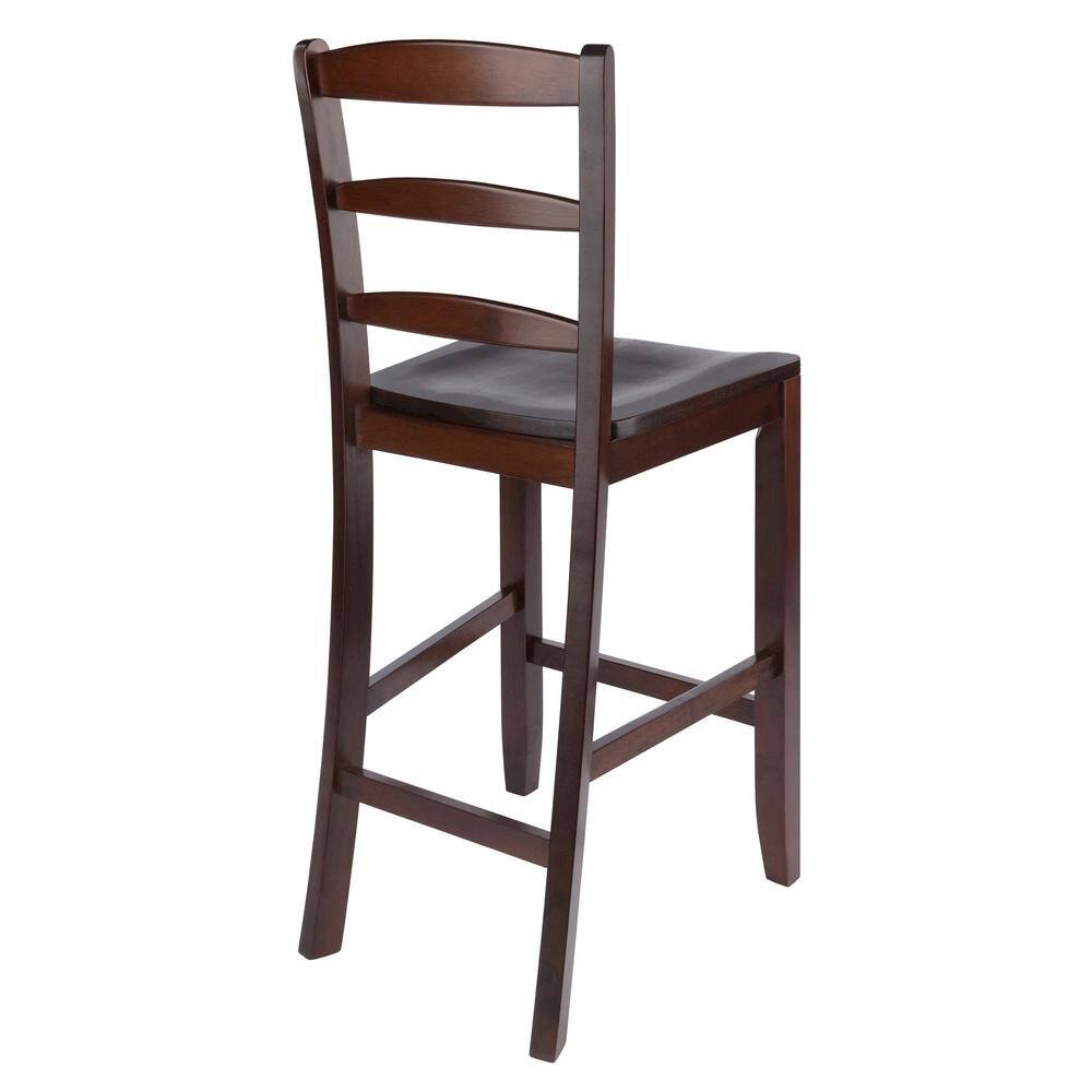 Angle. FurniFact - 2-Pc 24" Ladder Back Counter Stools - Walnut.