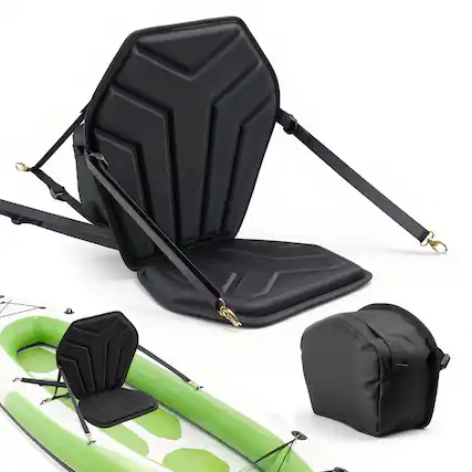 Front. VEVOR - Kayak Seat, 1 Pack 1" Thick, Universal Paddle Board Seat with Back Support, Hexagonal Sit-on-Top Soft Padded Cushion - Black.