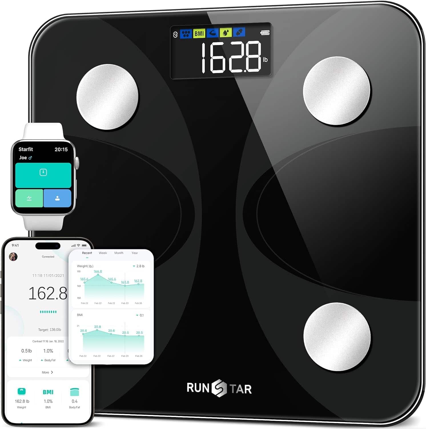 RunStar - Smart body fat scale - Black