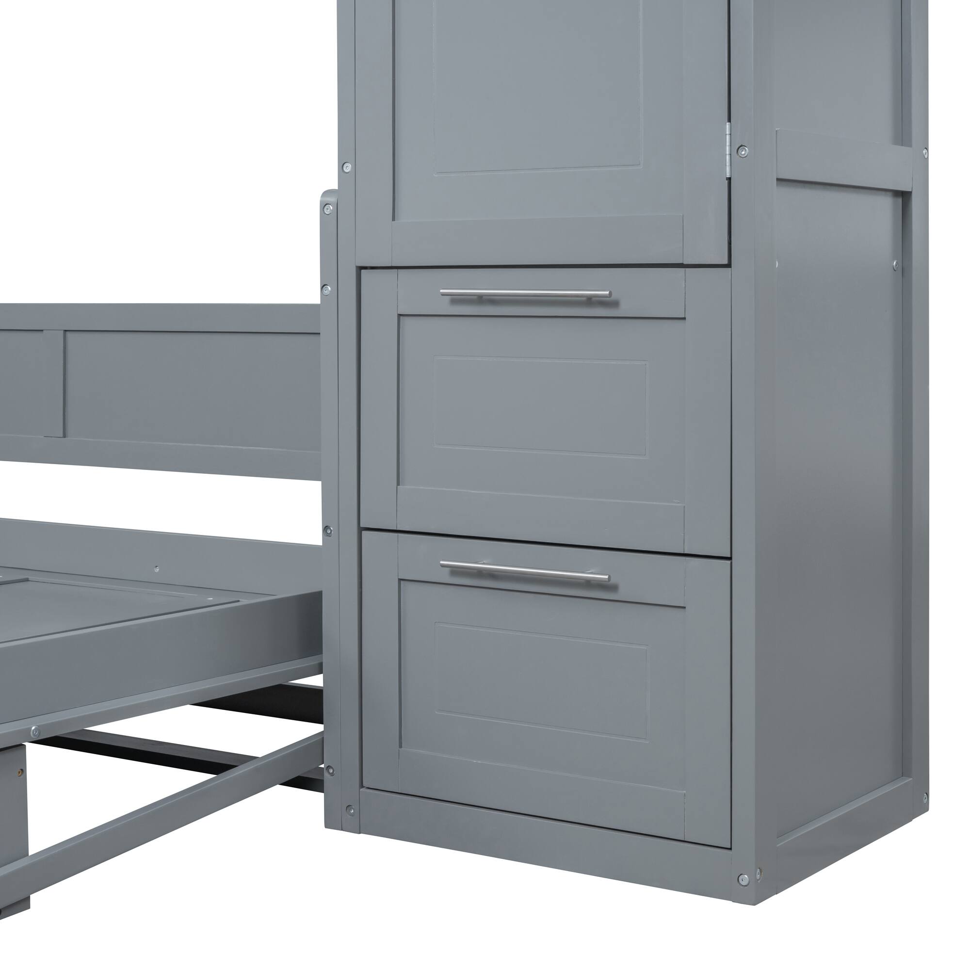 Alt View 9. Tiramisubest - Queen Size Murphy Bed with Closet and Drawers, Gray (112" L x 65" W x 79" H, 331 lbs) - Gray.