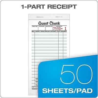 1-PART RECEIPT  
Guest Check  
7590-1  

50 SHEETS/PAD