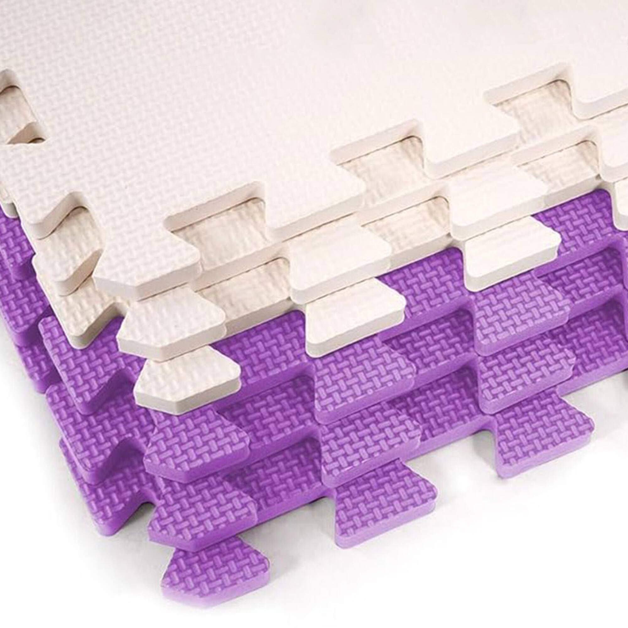 Alt View 7. BalanceFrom Fitness - BalanceFrom Fitness 16 Tile Thick Interlocking Puzzle Foam Exercise Play Mat - Pink/Purple/Beige.