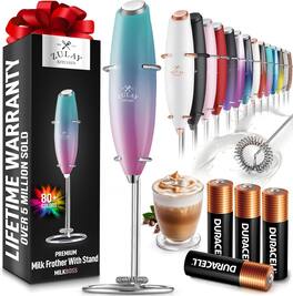 Zulay Kitchen - Powerful Milk Frother (4 Duracell Batteries Included) - Bubblegum