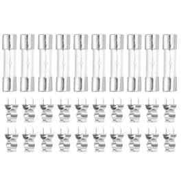 Unique Bargains - Glass Tube Fuses, 5x20mm 10A 250V Slow Fast Blow Glass Cartridge Tube Fuse with 20pcs Safety Clip 10pcs