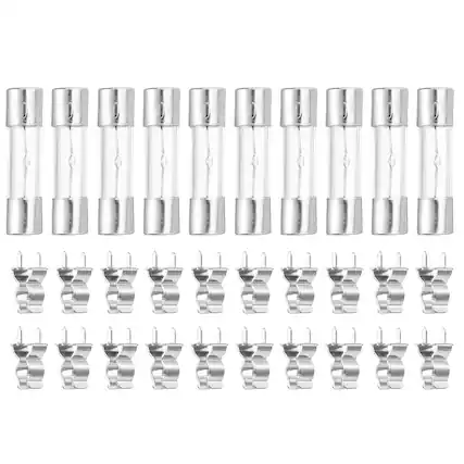 Front. Unique Bargains - Glass Tube Fuses, 5x20mm 10A 250V Slow Fast Blow Glass Cartridge Tube Fuse with 20pcs Safety Clip 10pcs.