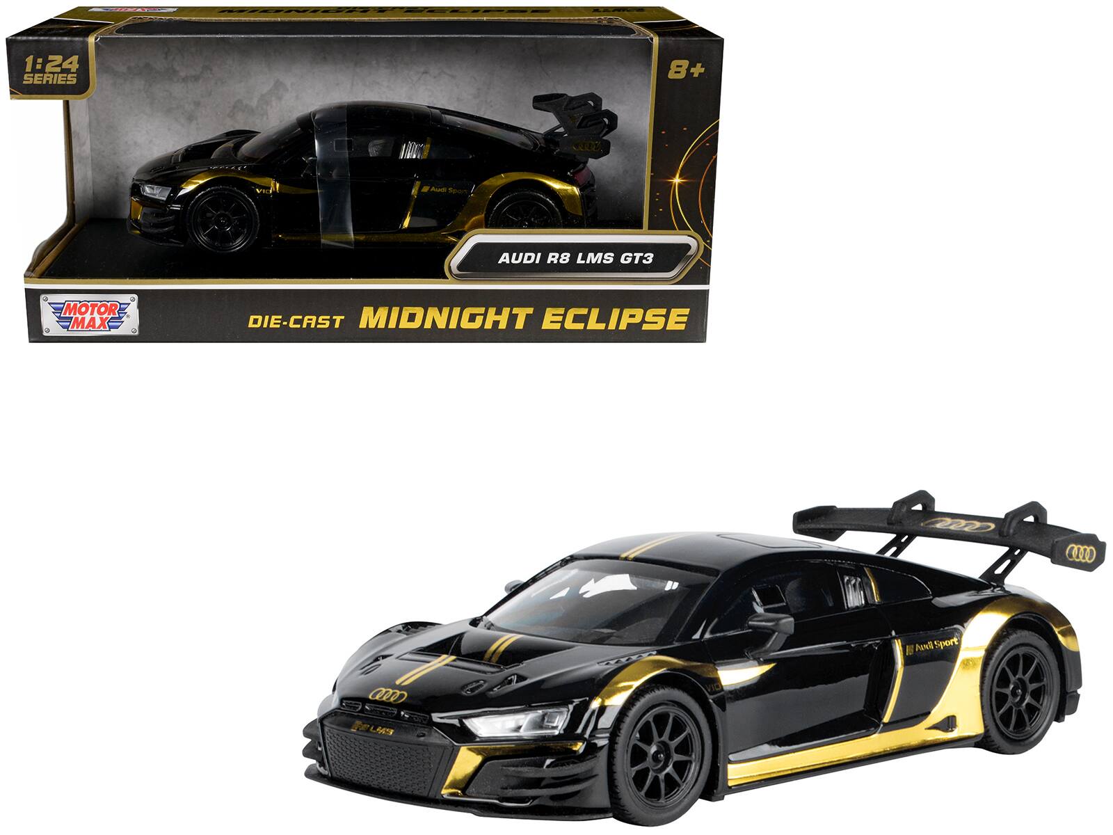 1:24 SERIES 8+  
AUDI R8 LMS GT3 - MOTOR MAX  
DIE-CAST MIDNIGHT ECLIPSE