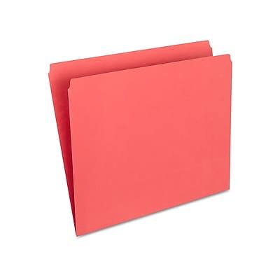 Front. Staples - Staples File Folder, Single Tab, Letter Size, Red, 100/Box (ST509646-CC) - Red.