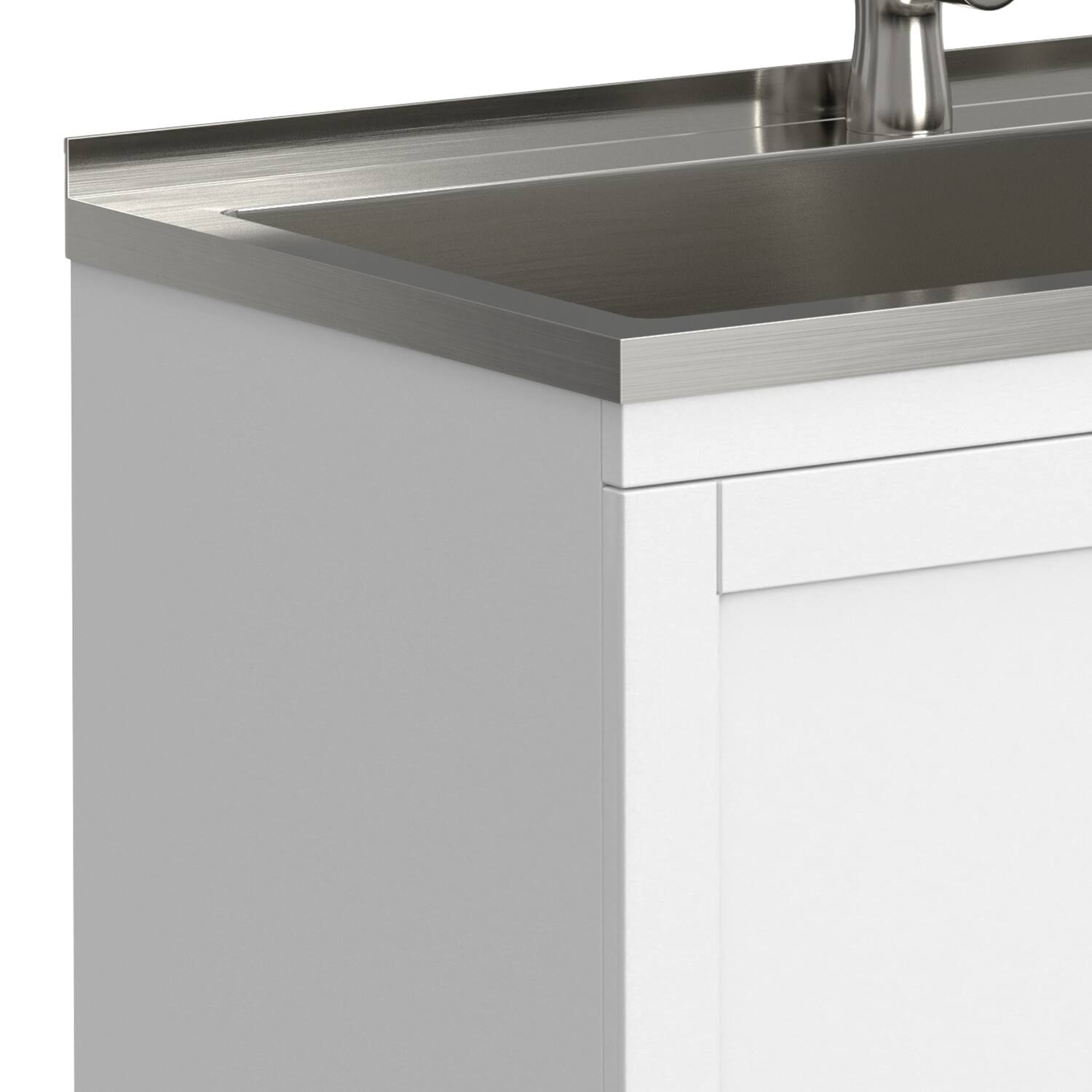 Alt View 5. Simpli Home - Reed All-In-One 36-inch Laundry Utility Sink and Cabinet - Pure White.