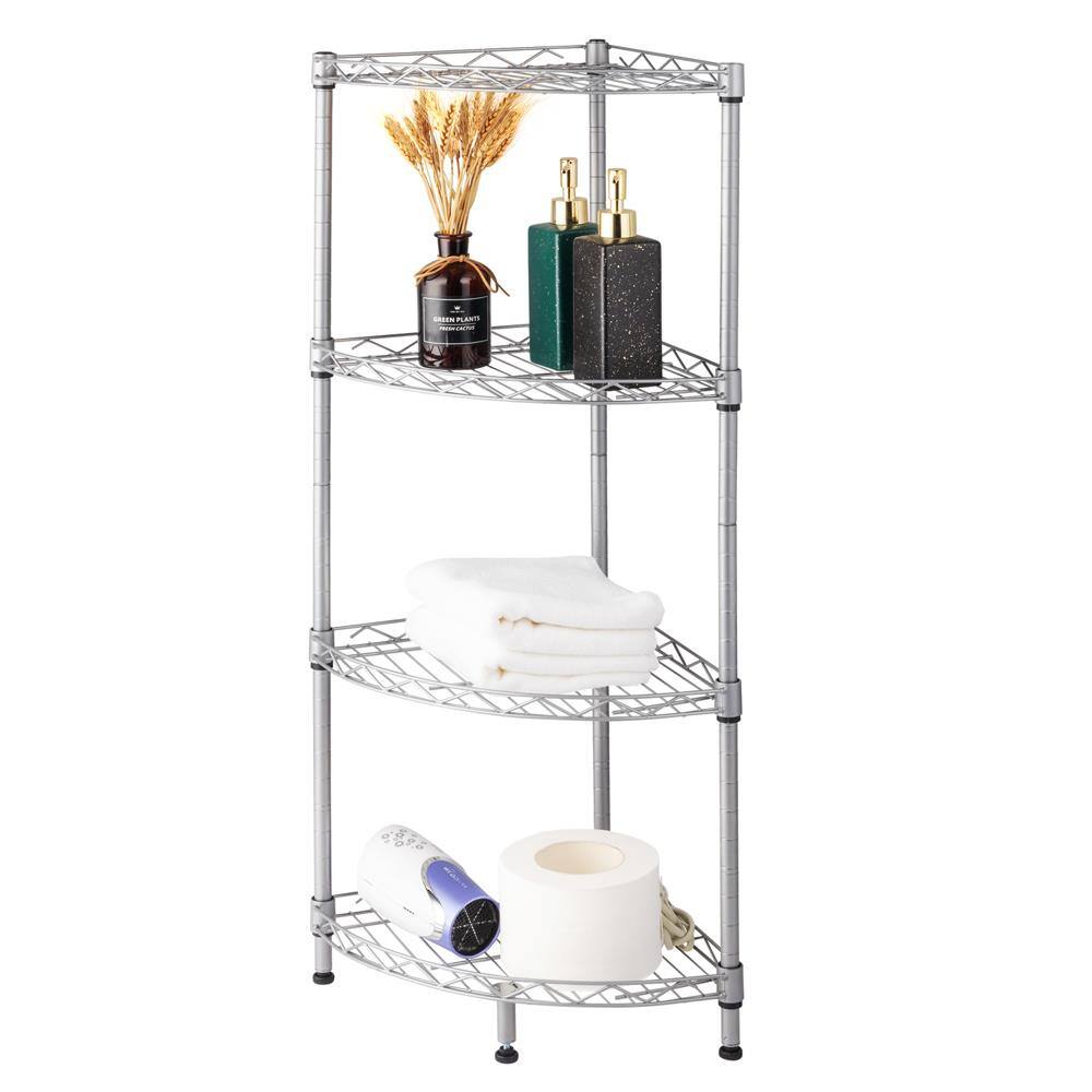 Alt View 3. Winado - 4-Tier Corner Shelf Display Rack Storage Metal Wire Shelves Organizer Organizer Space Saving for Home Kitchen Bathroom - Silver Gray.