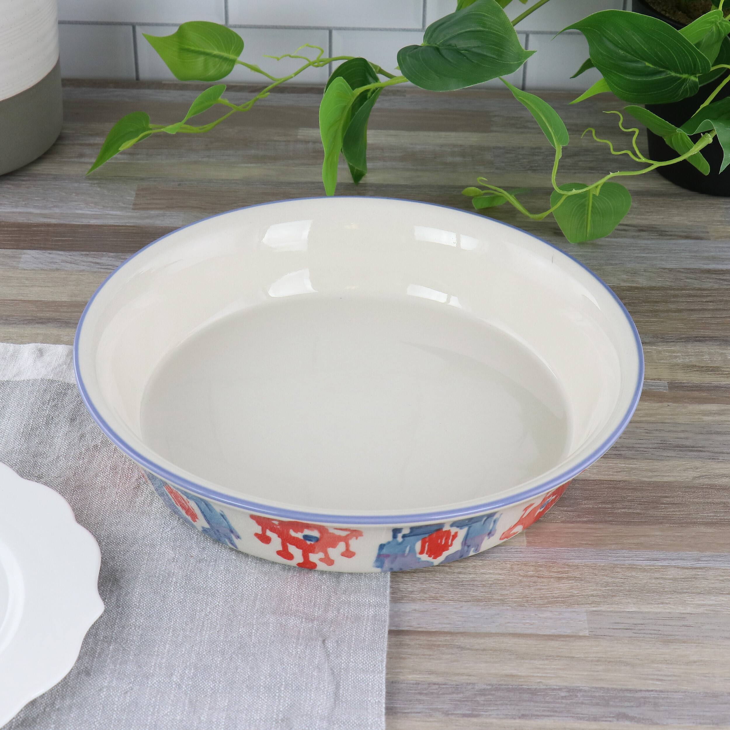 Alt View 4. Gibson - Spice By Tia Mowry Sweet Basil 1.5 Quart Round Stoneware Pie Dish - Blue and Orange.