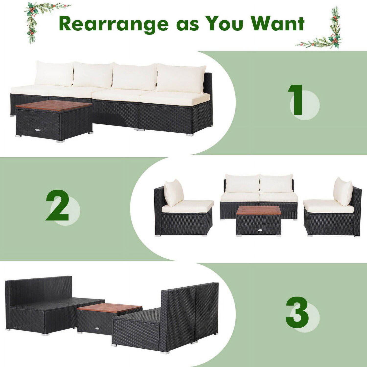 Rearrange as You Want

1. [Image of a sectional sofa with a coffee table]

2. [Image of a sectional sofa with two armchairs and a coffee table]

3. [Image of a sectional sofa with a chaise lounge and a coffee table]