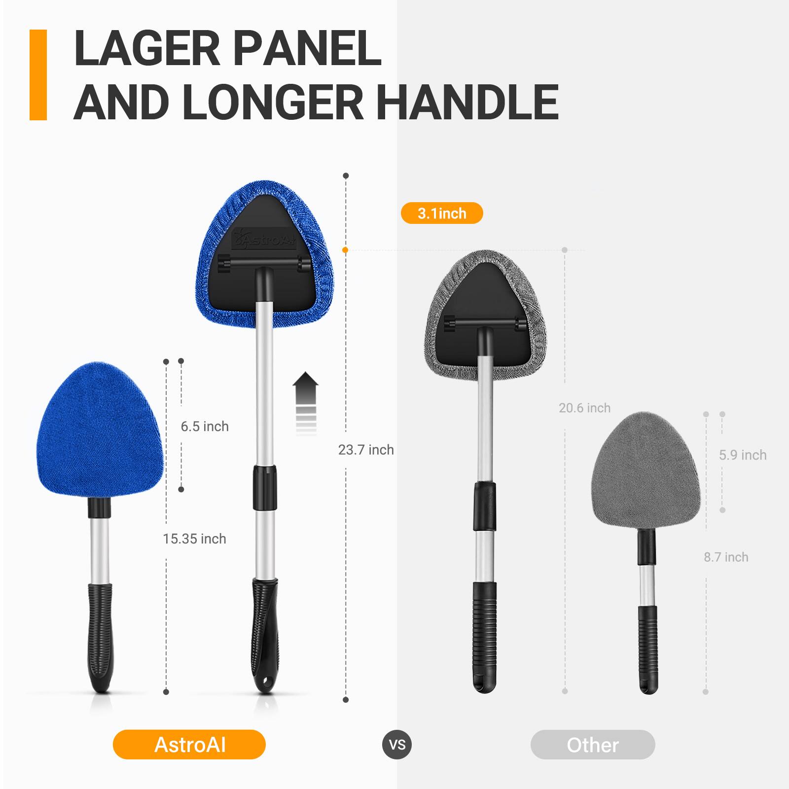 LAGER PANEL AND LONGER HANDLE

AstroAl
- 3.1 inch
- 6.5 inch
- 15.35 inch
- 23.7 inch

Other
- 20.6 inch
- 5.9 inch
- 8.7 inch