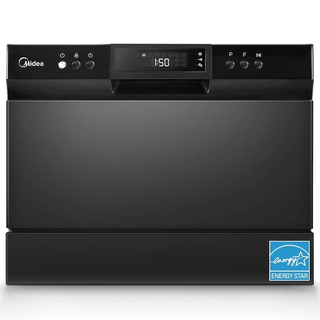 Midea - Portable Countertop dishwasher,6L Built-in Water Tank, Energy Star, 6 Place Settings & 8 Washing Programs, Baby-Care - Black