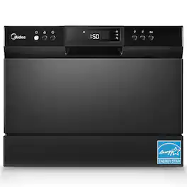 Midea - Portable Countertop dishwasher,6L Built-in Water Tank, Energy Star, 6 Place Settings & 8 Washing Programs, Baby-Care - Black
