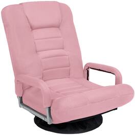 Best Choice Products - 360-Degree Swivel Gaming Floor Chair w/ Armrest Handles, Foldable Adjustable Backrest - Pink