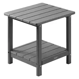 VEVOR - Outdoor Side Table, 17.72W x 14.96D x 17.32H Inch, Double Layer HDPE Outside End Table for Easy Maintenance - Gray