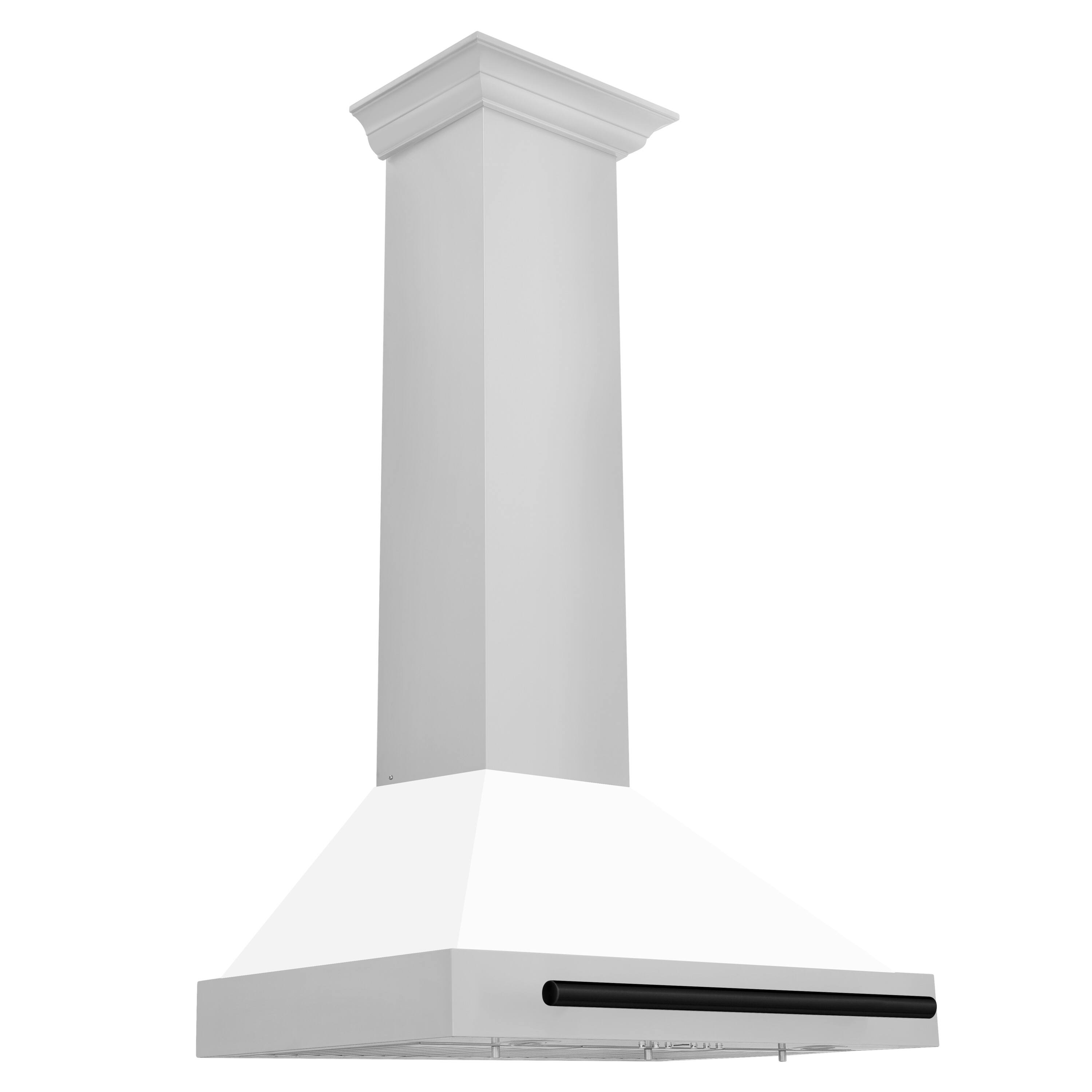 Back. ZLINE - ZLINE 30 in. Autograph Edition Convertible Stainless Steel Range Hood with White Matte Shell and Matte Black Accents - White Matte.