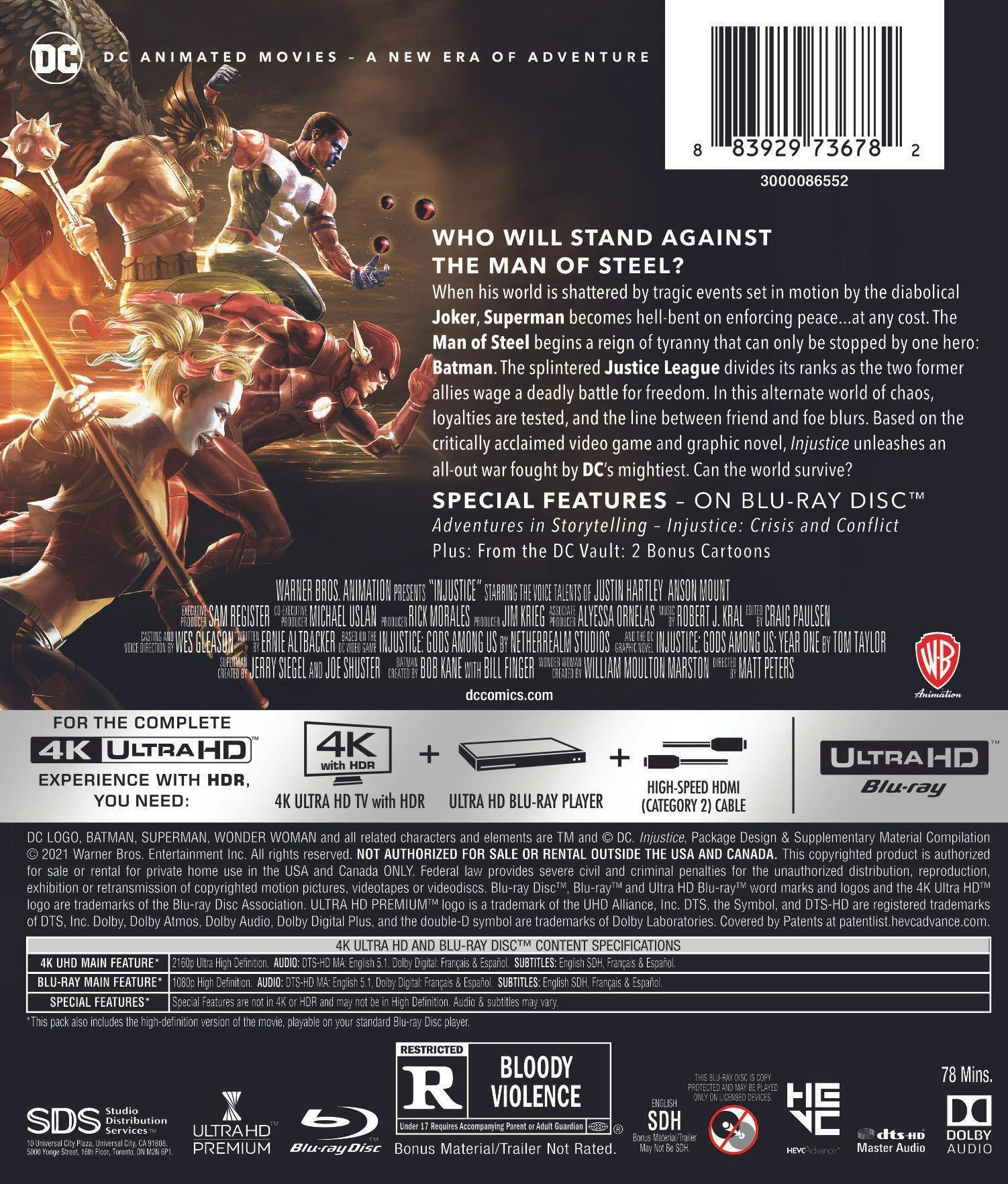 Back. Injustice   - 4K Blu-Ray.