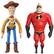 Front Zoom. TCG Toys - FleXfigs: Pixar Woody & Mr. Incredible- 2 Character Pack -Ages 3+.
