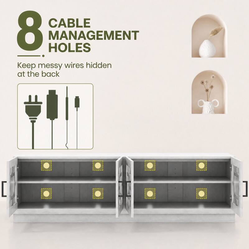 8 CABLE MANAGEMENT HOLES  
Keep messy wires hidden at the back