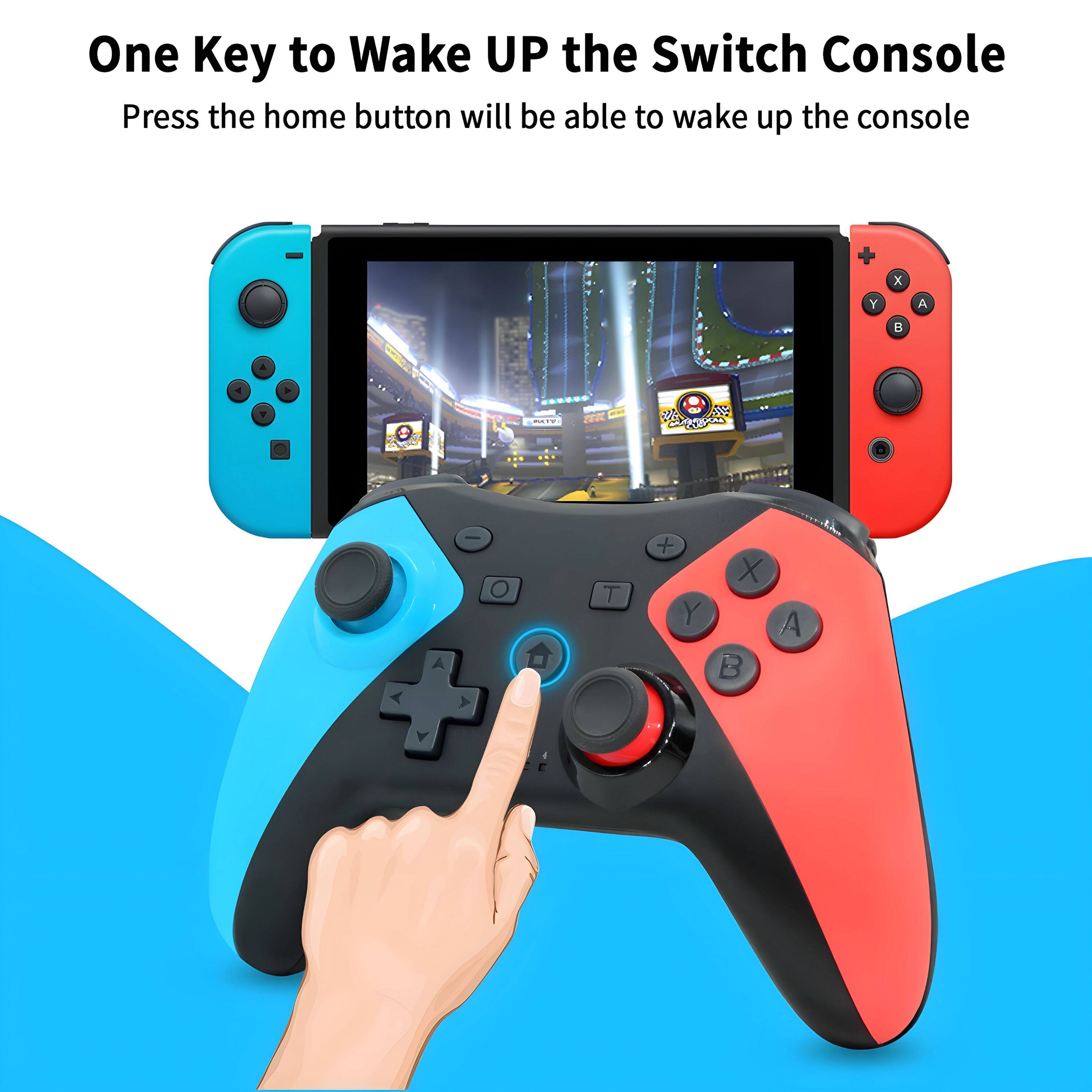 One Key to Wake UP the Switch Console

Press the home button will be able to wake up the console