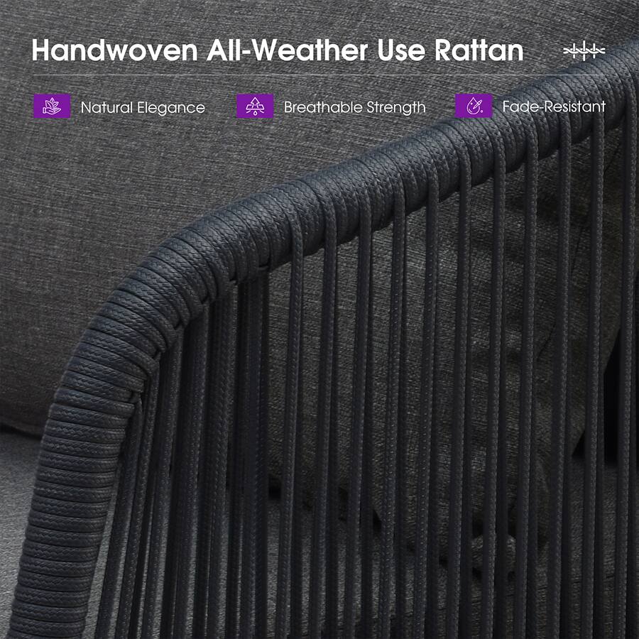Handwoven All-Weather Use Rattan  
Natural Elegance  
Breathable Strength  
Fade-Resistant