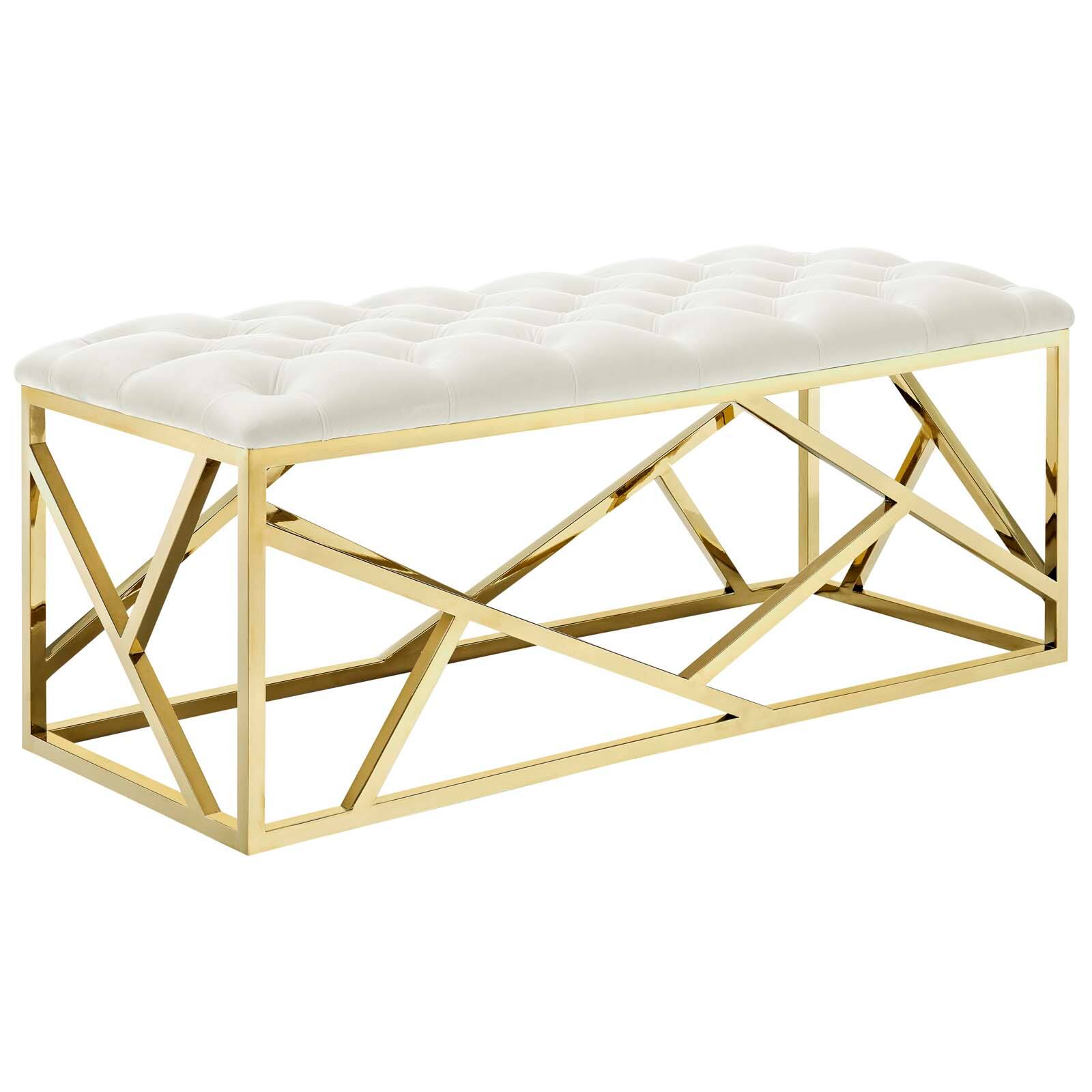 Angle. Modway - Intersperse Bench by Modway - Gold Ivory.