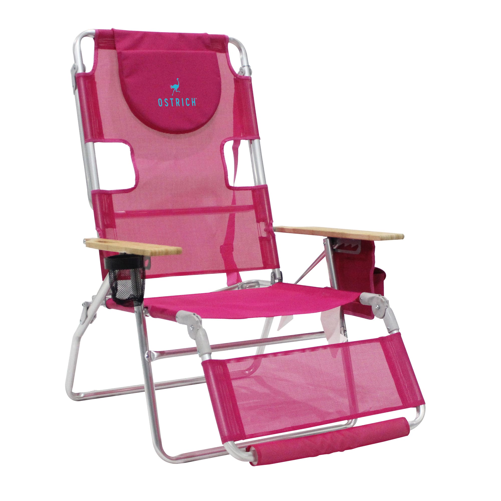 Ostrich - Altitude 3N1 High Back Outdoor Beach Lounge Chair with Footrest - Pink