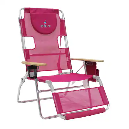 Front. Ostrich - Ostrich Altitude 3N1 High Back Outdoor Beach Lounge Chair with Footrest, Pink - Pink.