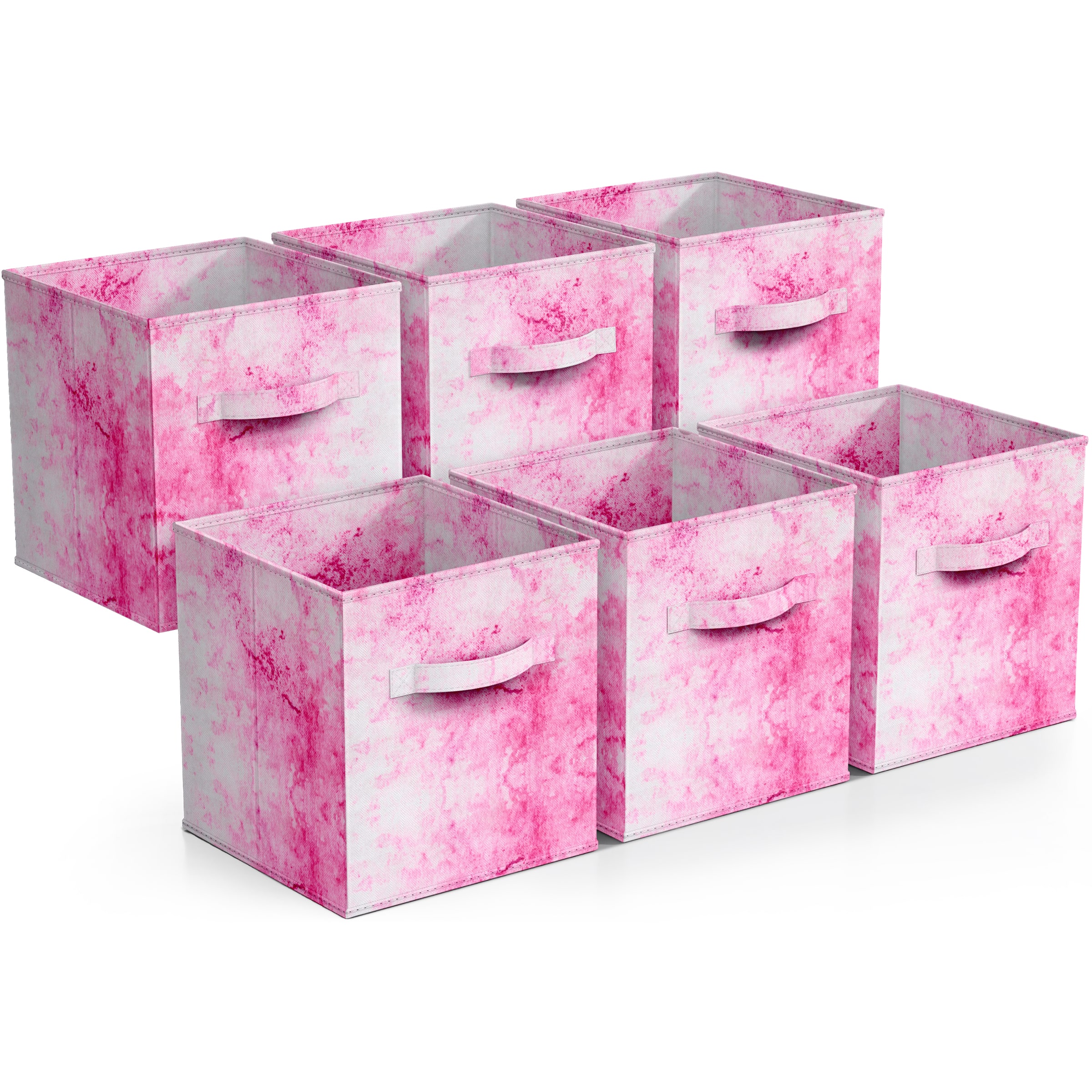 Front. Sorbus - Sorbus Foldable Storage Cubes - 6 Fabric Baskets for Organizing Pantry, Closet, Shelf, Nursery, Playroom, Toy Box, Cubby - Tie-Dye Pink.