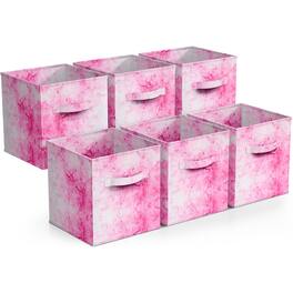Sorbus - Foldable Storage Cubes - 6 Fabric Baskets for Organizing Pantry, Closet, Shelf, Nursery, Playroom, Toy Box, Cubby - Tie-Dye Pink