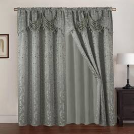 Franklin 2-Piece Rose Grommet Curtain 54" x 84" by Rt Designers Collection - Silver