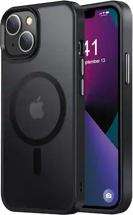 Entronix - Magnetic Case for iPhone 15 - Translucent Frosted Matte Finish - Black