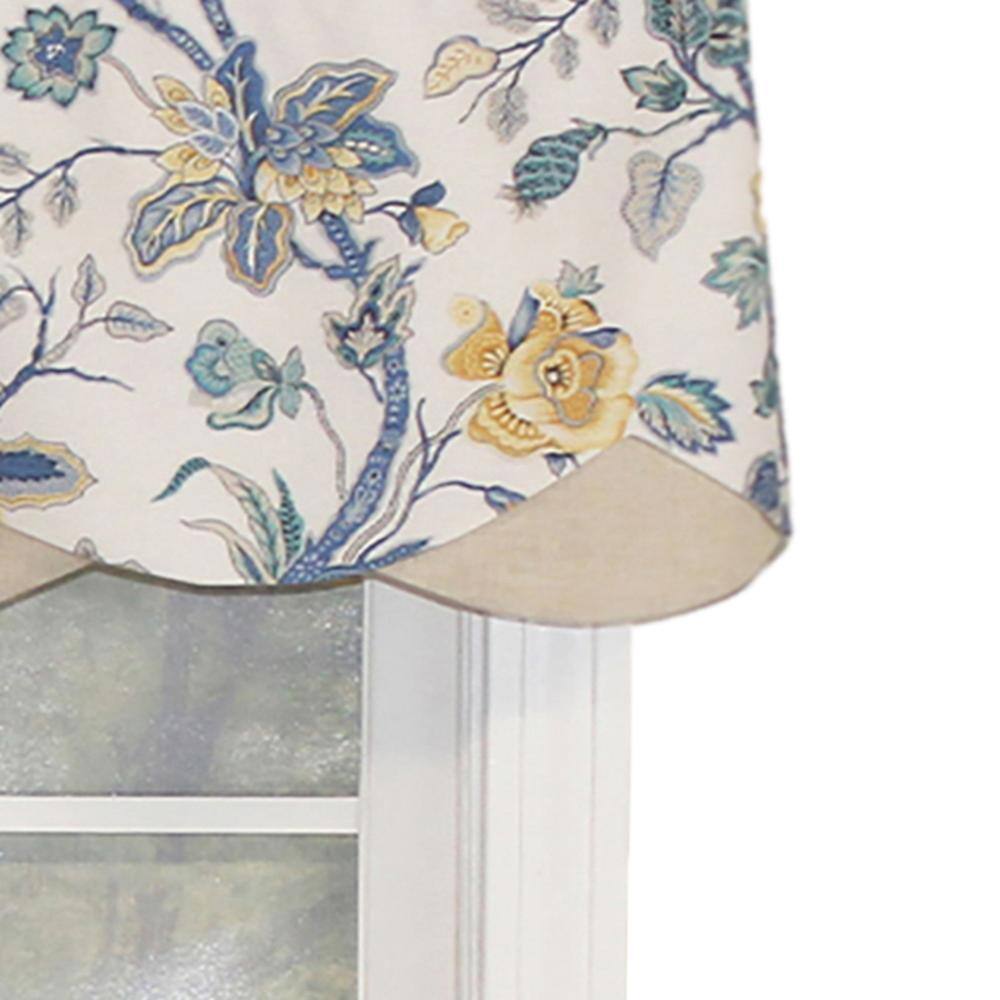 Left. RLF Home - RLF Home Gianna Petticoat Valance White. 3"Rod Pocket, Contrast Bottom fabric. 50" x 15" - White.