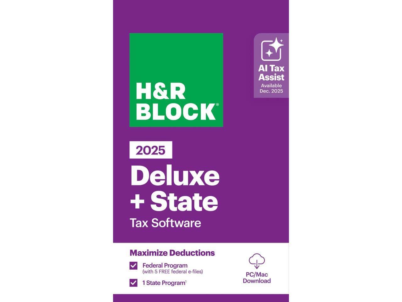 H&R Block - Tax Software Deluxe + State 2025 PC/Mac [Key Card] - Windows