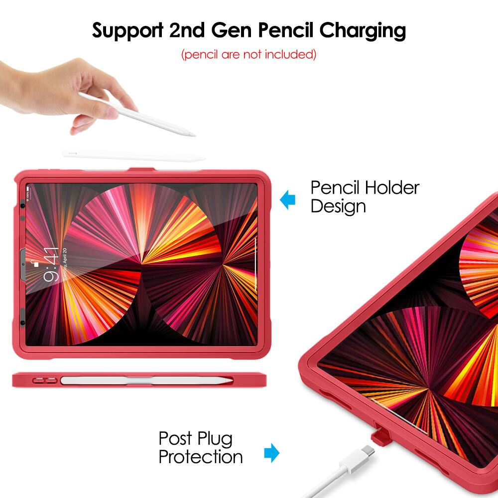 Support 2nd Gen Pencil Charging  
(pencil are not included)  

Pencil Holder Design  

Post Plug Protection