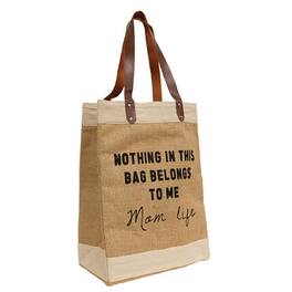 BreeBe - Mom Life Jute Tote - Brown, Black