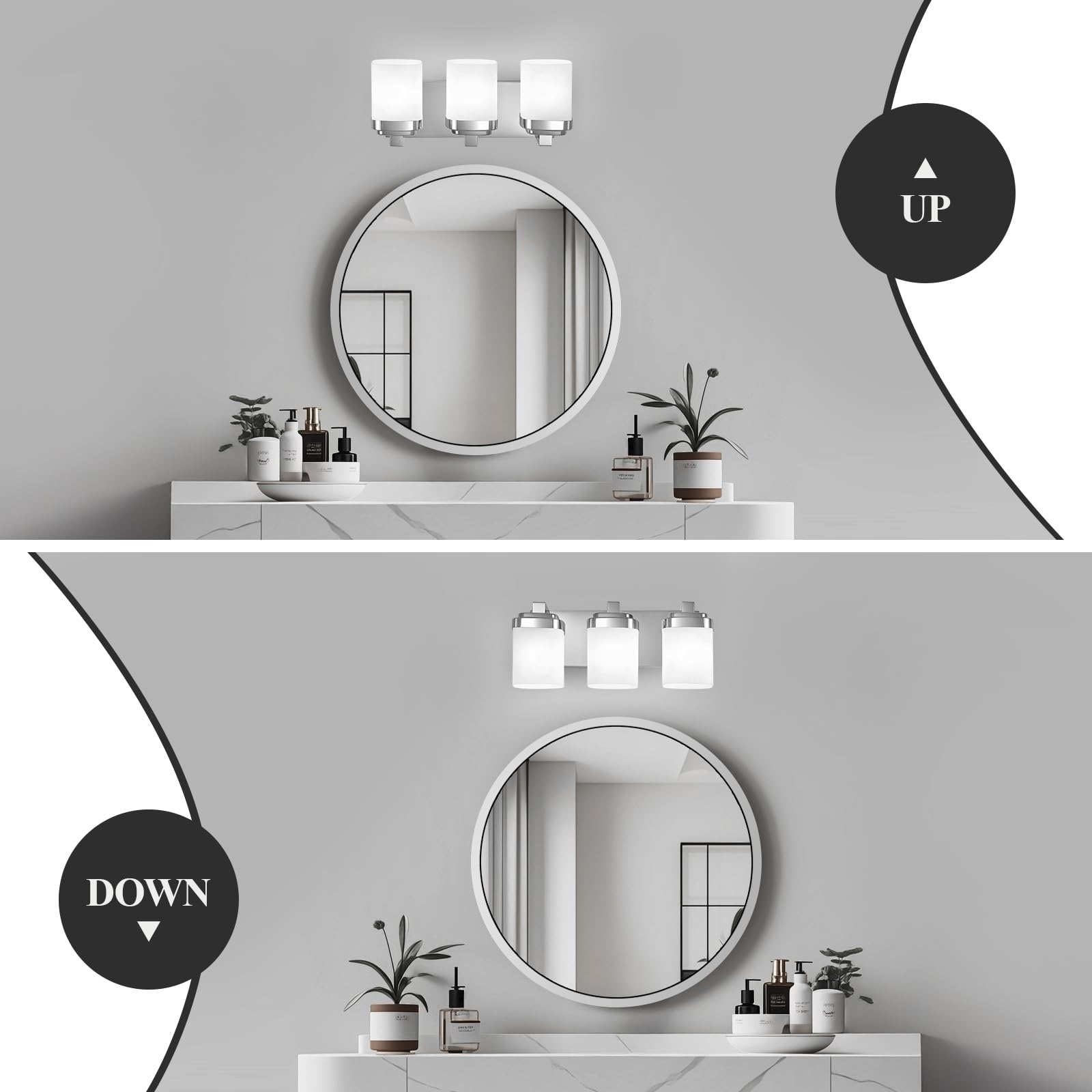 Alt View 2. Cedar Assembly - Chrome Bathroom Light Fixtures Vanity Lights For Mirror Lamp With Milky Square Glass Shade E Base Modern Wa - Chrome 6-Light.