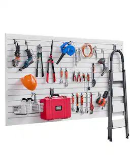 VEVOR - Slat Wall Paneling, 8 x 4 ft, PVC Garage Slatwall with Modular Design, Slat Wall Easy-to-Install - White