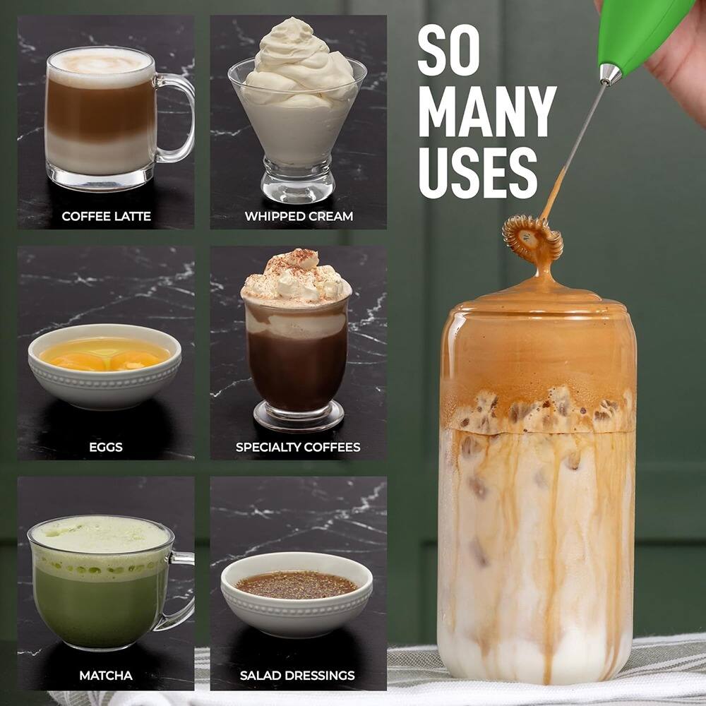 - COFFEE LATTE
- WHIPPED CREAM
- SO MANY USES
- EGGS
- SPECIALTY COFFEES
- MATCHA
- SALAD DRESSINGS