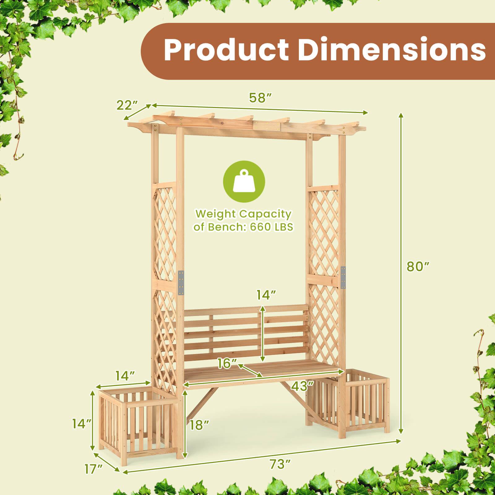 Product Dimensions  
22" x 58" x 80"  
Weight Capacity of Bench: 660 LBS  
14" x 14" x 16" x 43" x 14" x 18" x 17" x 73"